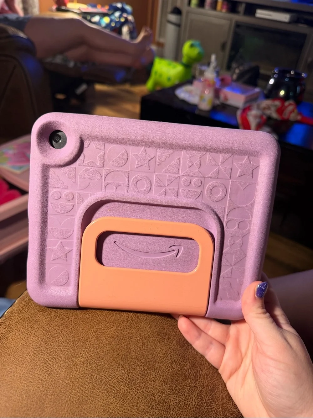 Amazon Fire Tablet with Pink and Orange Kid Case